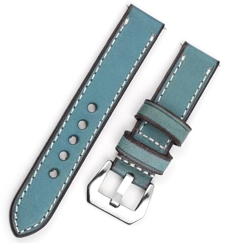 YOLIONU Vintage handgemachte Armband Leder Uhrenarmbänder für Panerai männliche Ersatz Wistband Armband Band(Blue,24mm) von YOLIONU