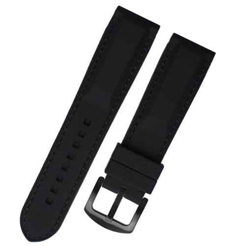 YOLIONU Weiches Herren-Silikonarmband für MIDO Sport, Gummi-Ersatzarmband(Black Blue Black,20mm) von YOLIONU