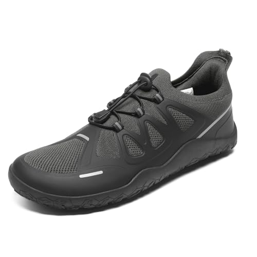 YOLIS Herren Breite Barfußschuhe Traillaufschuhe Zero-Drop Sohlen Wanderschuhe rutschfest Fitnessschuhe Komfort Leicht Laufschuhe Trekking Turnschuhe von YOLIS