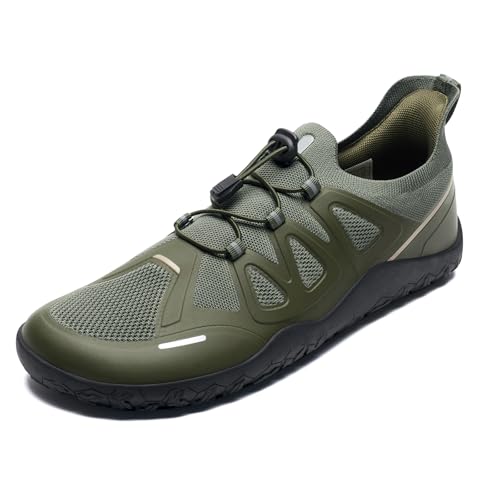 YOLIS Herren Breite Barfußschuhe Traillaufschuhe Zero-Drop Sohlen Wanderschuhe rutschfest Fitnessschuhe Komfort Leicht Laufschuhe Trekking Turnschuhe von YOLIS