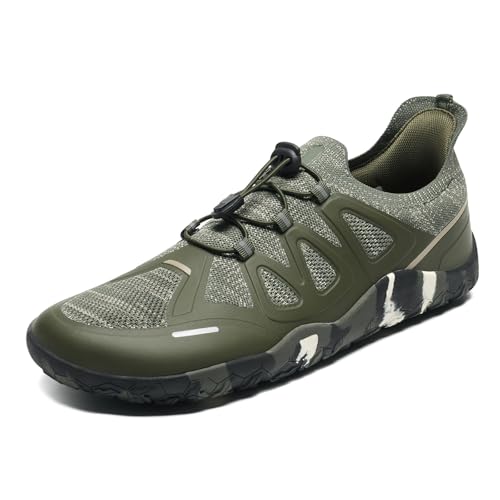 YOLIS Herren Breite Barfußschuhe Traillaufschuhe Zero-Drop Sohlen Wanderschuhe rutschfest Fitnessschuhe Komfort Leicht Laufschuhe Trekking Turnschuhe von YOLIS