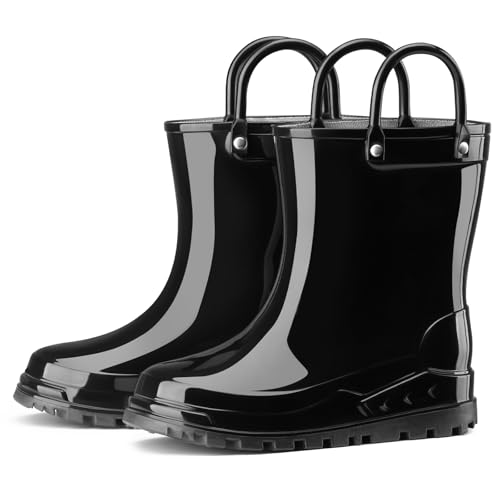 YOLIS Kinder Gummistiefel für Jungen und Mädchen, Wasserdichte Regenstiefel mit Easy-On-Griffen Leicht Gummischuhe Kinder Nahtloses PVC Gummistiefel von YOLIS