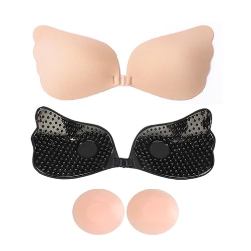 YOLMFOEV Klebe BH,Einstellbar Trägerloser BH,Klebe BH Push Up,2 Stück BH Rückenfrei mit 2 Nippelpads,BH Ohne Träger für alle Schulterfreien Kleider von YOLMFOEV