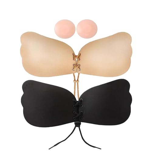 YOLMFOEV Klebe BH Push Up 2 Stück Klebe Push up BH Trägerloser mit Nippelpads Wiederverwendbare Sticky Bra von YOLMFOEV