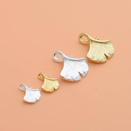 S9.25 Sterling Silber vergoldeter Anhänger, Gingko Blatt Anhänger, handgefertigtes DIY Perlenarmband Zubehör-Silber groß S9.25 Sterling Silber vergoldeter Anhänger, Gingko Blatt Anhänger, handgefertigtes DIY Perlenarmband Zubehör-Silber groß von YOLNEY