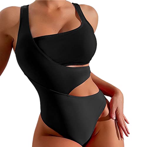 YOMORIO Badeanzug Damen Bauchweg, Monokinis Cut Out Sportbadeanzüge für Damen Push up Bikini Sexy High Waist Badeanzüge Swimsuit Sport Einteilige Bademode Tankini Badekleid Elegant Badebekleidung von YOMORIO