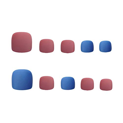 YONAIL 24 Stück/Set, kurze matte falsche Zehennägel für Frauen, künstliche Zehennägel mit Kleber-Design, Acryl, zum Aufdrücken auf Zehennagelspitzen von YONAIL