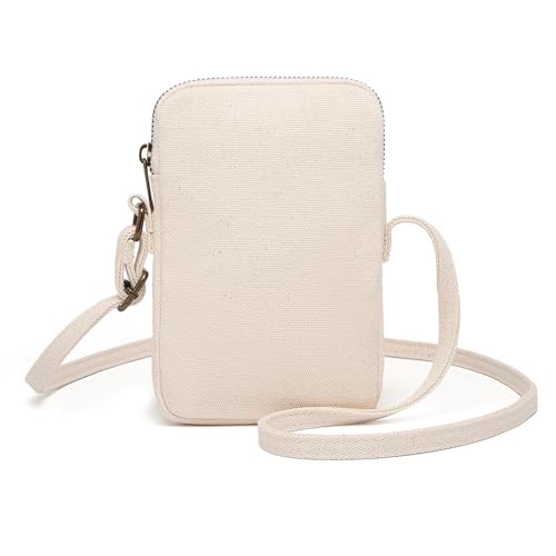 YONBEN Kleine Umhängetasche, Reißverschluss, Handytasche, Mini-Schultertasche, Smartphone-Geldbörse mit Kreditkartenfächern (Beige) von YONBEN