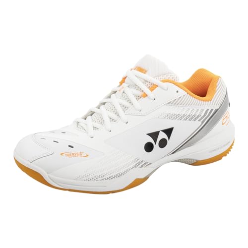 YONEX Power Cushion 65 Z3 Wide Herren Badmintonschuh - White/Orange Größe 43: Maximale Stabilität und Komfort für breitere Füße! UVP (€) 159,90 von YONEX