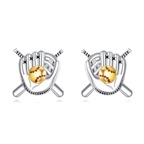 YONFQE Baseballhandschuh Ohrringe 925 Stlingsilb Baseball Ohrsteck Sportschmuckgeschenke für Frauen von YONFQE