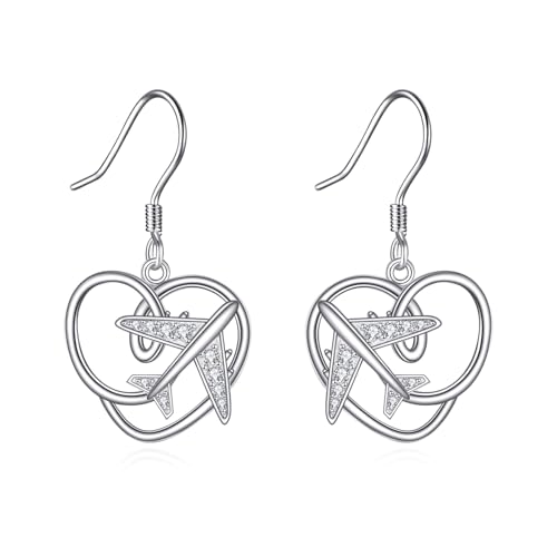 YONFQE Flugzeug Dangle Ohrringe Sterling Silber Flugzeug Ohrringe Flugzeug Hangle Schmuck Geschenke für Frauen von YONFQE