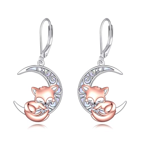 YONFQE Fuchs Ohrringe 925er Sterlingsilber Opal Mondfuchs Ohrringe Tierschmuck Geschenke für Damen von YONFQE