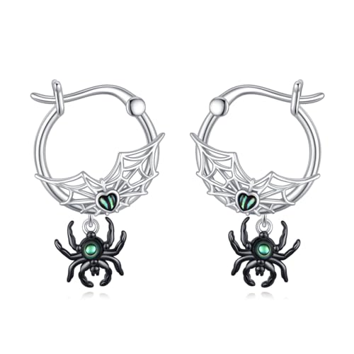 YONFQE Gothic Spinnen Ohrringe 925 Stlingsilb Schwarze Spinnen Creolen Punk Ti Schmuck Geschenke für Frauen Weihnachten von YONFQE