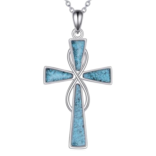 YONFQE Infinity Cross Halskette 925 Sterling Silber Kreuz Anhänger Türkis Schmuck Christliche Geschenke für Frauen YONFQE Infinity Cross Halskette 925 Sterling Silber Kreuz Anhänger Türkis Schmuck Christliche Geschenke für Frauen von YONFQE