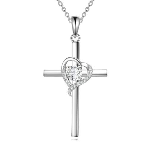 YONFQE Kreuz Halskette 925 Sterling Silber Glaube Anhänger Religiöser Schmuck Geschenk für Damen Männer von YONFQE