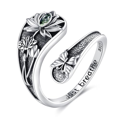 YONFQE Lotus Löffelring aus Sterlingsilber Vintage verstellbarer Lotus Löffelring Daumenring Schmuckgeschenk für Damen YONFQE Lotus Löffelring aus Sterlingsilber Vintage verstellbarer Lotus Löffelring Daumenring Schmuckgeschenk für Damen von YONFQE