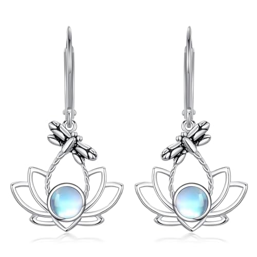 YONFQE Lotus Ohrringe 925 Stlingsilb Lotus Libellen Ohrringe Lotus Schmuck Geschenke für Frauen von YONFQE