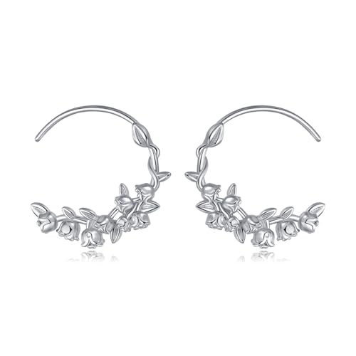 YONFQE Maiglöckchen Ohrringe aus 925er Sterlingsilber Maiglöckchen Schmuck Blumen Creolen für Damen von YONFQE