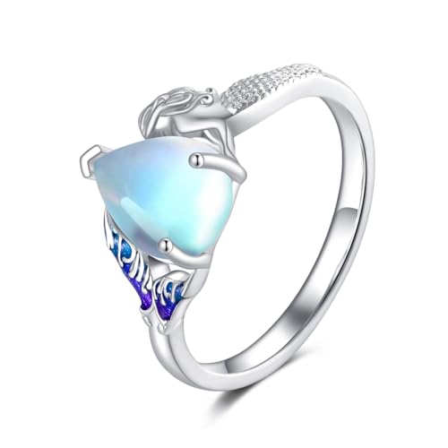 YONFQE Meerjungfrau Ring 925er Sterling Silber Ozean Wrap Ring Mondstein Schmuck Geschenk für Frauen von YONFQE
