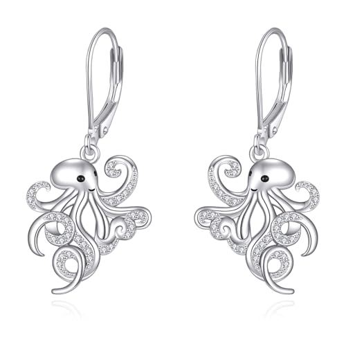 YONFQE Oktopus Ohrringe Sterling Silber Oktopus Dangle Ohrringe Ozeanschmuck Geschenke für Frauen Männer von YONFQE