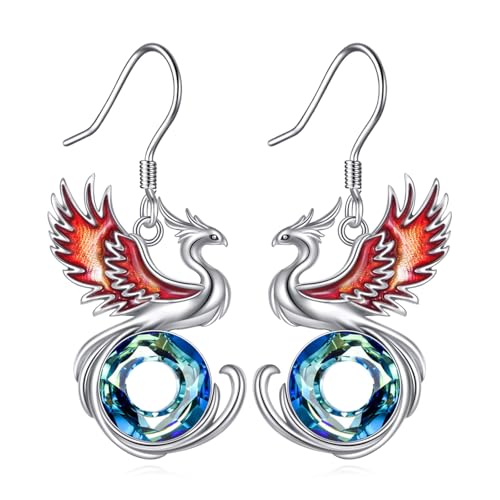 YONFQE Phönix Ohrringe 925 Stlingsilb Ti Ohrringe Kristallschmuck Geschenke für Frauen von YONFQE