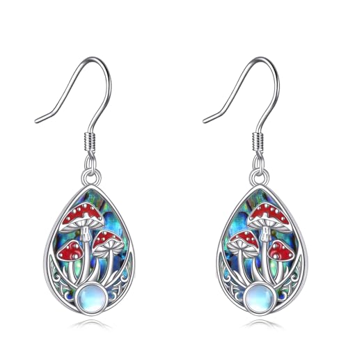 YONFQE Pilz Ohrringe 925 Stlingsilb Tropfenförmige Ohrhäng Abalone Muschel Schmuck Geschenke für Frauen von YONFQE