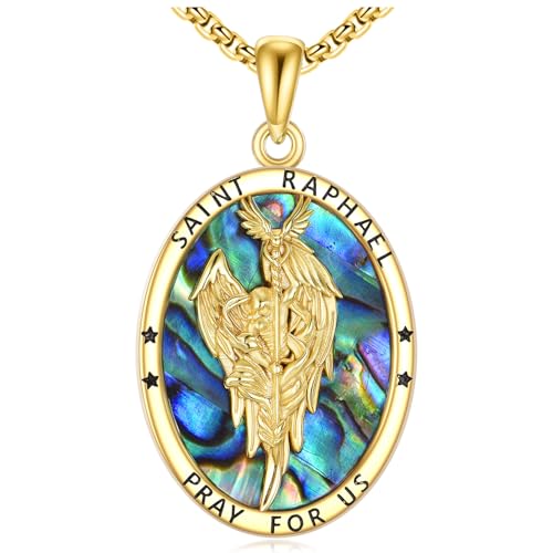 YONFQE Saint Raphael Halskette S925 Sterling Silber Erzengel Raphael Anhänger Halskette San Rafael Arcangel Katholischer Schutz Schmuck Geschenke für Männer Frauen YONFQE Saint Raphael Halskette S925 Sterling Silber Erzengel Raphael Anhänger Halskette San Rafael Arcangel Katholischer Schutz Schmuck Geschenke für Männer Frauen von YONFQE