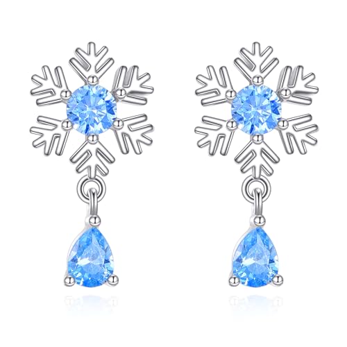 YONFQE Schneeflocken Ohrringe 925 Sterling Silber Weihnachten Ohrringe Winter Urlaub Schmuck Geschenk für Damen Mutter Tochter von YONFQE