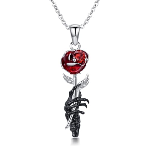YONFQE Skelettschädel Halskette Sterling Silber Skeleton Anhänger Kette Schädelhand Schmuck Geschenke für Damen YONFQE Skelettschädel Halskette Sterling Silber Skeleton Anhänger Kette Schädelhand Schmuck Geschenke für Damen von YONFQE