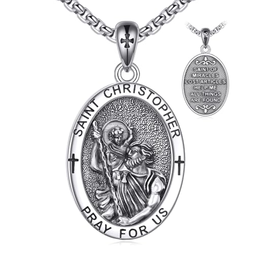 YONFQE St. Christophorus Halskette für Herren S925 Sterling Silber Heiliger Christophorus Anhänger Halskette religiöse Medaillen Schmuck Geschenk YONFQE St. Christophorus Halskette für Herren S925 Sterling Silber Heiliger Christophorus Anhänger Halskette religiöse Medaillen Schmuck Geschenk von YONFQE