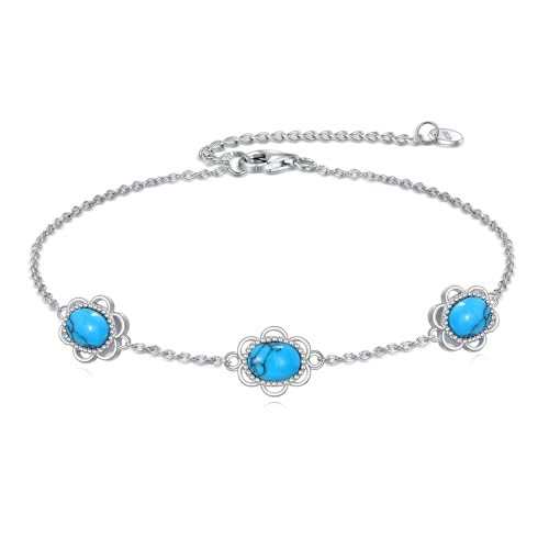 YONFQE Türkis Armband 925 Sterling Silber Blau Edelstein Armband Mode Exquisite Schmuck Geschenk Für Damen Mutter Freund von YONFQE