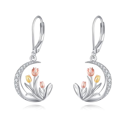 YONFQE Tulpe Ohrringe Sterling Silber Tulp Dangle Ohrarmes Blumenschmuck Geschenke für Damen YONFQE Tulpe Ohrringe Sterling Silber Tulp Dangle Ohrarmes Blumenschmuck Geschenke für Damen von YONFQE