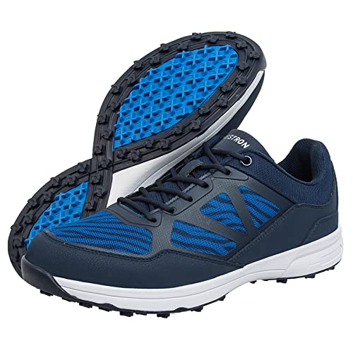 YONGDU Professionelle Golfschuhe für Herren wasserdichte Golfschuhe ohne Spikes Anti-Rutsch,Blau,42.5 EU von YONGDU