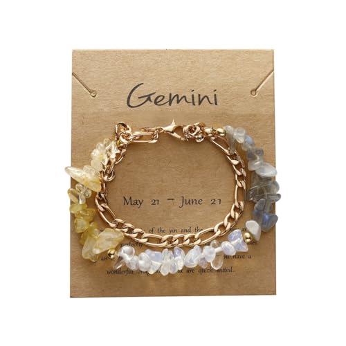 YONGHONGKEJI 12 Sternbild Steinarmbänder für Damen Unregelmäßige Natürliche Chakra Edelstein Kristallarmbänder Peridot Lapislazuli Ketten Manschettenarmreif Mehrlagig Gestapelte Armbänder Ges von YONGHONGKEJI