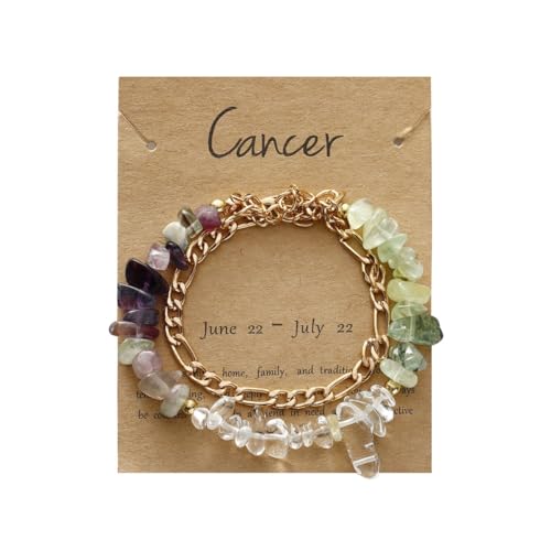 YONGHONGKEJI 12 Sternbilder Steinarmbänder für Damen Unregelmäßige Natürliche Chakra Edelstein Kristallarmbänder Peridot Lapislazuli Ketten Manschettenarmreif Mehrlagig Gestapelte Armbänder G von YONGHONGKEJI