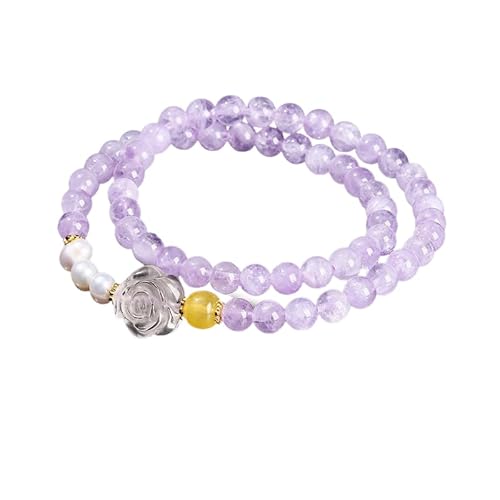 YONGHONGKEJI Armbänder Aus Naturstein Heilkristallen Reiki Edelsteinarmreifen für 7 Chakra Schutz Natürliche Lila Jade Perlenkristall Doppelwickelarmbänder Yoga Meditationsarmreifen von YONGHONGKEJI