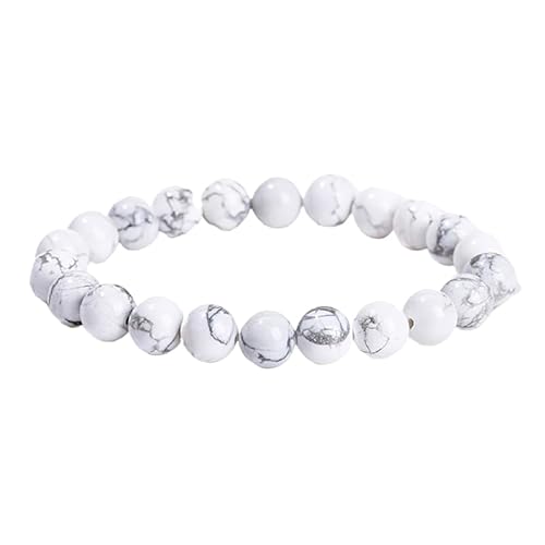 YONGHONGKEJI Heilkristall Armband Natürliche Edelstein Perlenarmbänder für Damen und Herren Energie Quarz Kristallstein Dehnbare Armreifen 7 Chakren Freundschaftsarmbänder Schmuckgeschenke Weiß von YONGHONGKEJI