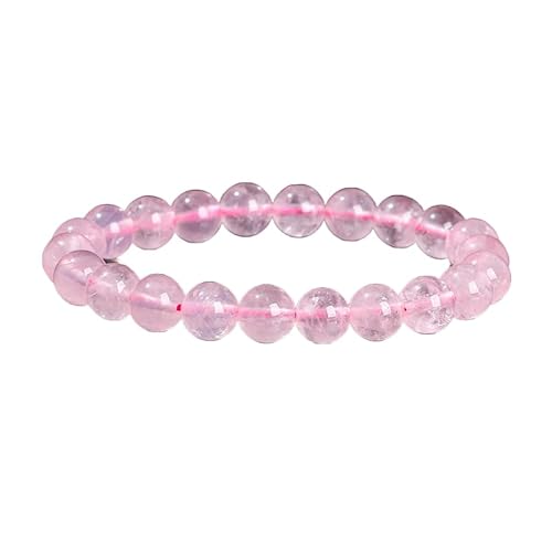 YONGHONGKEJI Heilkristall Armband für Frauen Armreifen Aus Kristallen und Edelsteinen 7 Chakra Armband Aus Naturstein Elegante Perlenarmbänder Freundschaftsschmuck Geschenke Eisiger Rosenquarz 6 Mm von YONGHONGKEJI