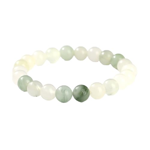 YONGHONGKEJI Heilkristall Armband für Frauen Kristalle und Edelsteine Armreifen 7 Chakra Armband Aus Naturstein Elegante Perlenarmbänder Freundschaftsschmuck Geschenke Eisiger Jadeit 8 Mm von YONGHONGKEJI