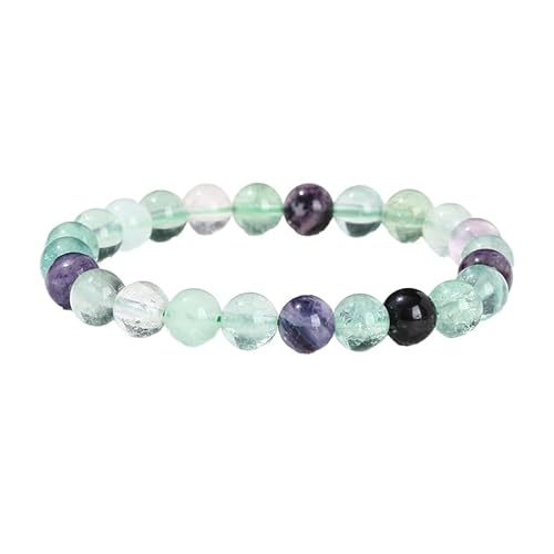 YONGHONGKEJI Heilkristall Armband für Frauen Kristalle und Edelsteine Armreifen 7 Chakra Armband Aus Naturstein Elegante Perlenarmbänder Freundschaftsschmuck Geschenke Fluorit 6 Mm von YONGHONGKEJI