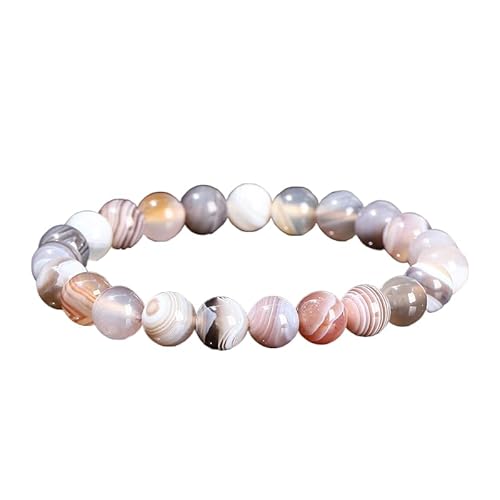 YONGHONGKEJI Heilkristall Armband für Frauen Kristalle und Edelsteine Armreifen 7 Chakra Armband Aus Naturstein Elegante Perlenarmbänder Freundschaftsschmuck Geschenke Grauer Achat 8 Mm von YONGHONGKEJI