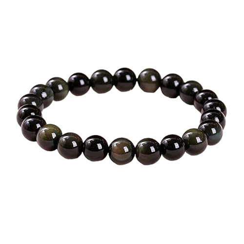 YONGHONGKEJI Heilkristall Armband für Frauen Kristalle und Edelsteine Armreifen 7 Chakra Armband Aus Naturstein Elegante Perlenarmbänder Freundschaftsschmuck Geschenke Obsidian 8 Mm von YONGHONGKEJI