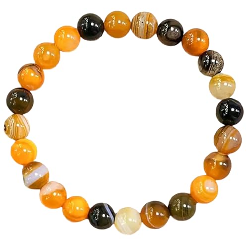 YONGHONGKEJI Kristallarmbänder für Frauen 8 Mm Perlenarmbänder Heilende Edelstein Stretcharmbänder Elegante Chakra Armreifen Im Fossil Design für Frauen Geburtstags und Weihnachtsschmuckgesche von YONGHONGKEJI