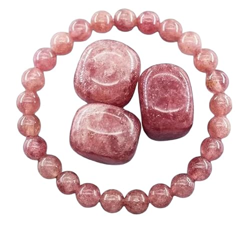 YONGHONGKEJI Kristallarmbänder für Frauen 8 Mm Perlenarmbänder für Männer Reiki Heiledelstein Yoga Stein Chakra Armreifen für Frauen Geburtstags und Weihnachtsschmuck Geschenke Erdbeerquarz von YONGHONGKEJI