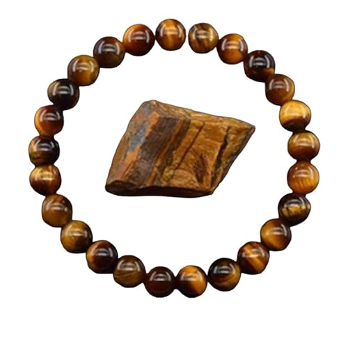 YONGHONGKEJI Kristallarmbänder für Frauen 8 Mm Perlenarmbänder für Männer Reiki Heiledelstein Yoga Stein Chakra Armreifen für Frauen Geburtstags und Weihnachtsschmuck Geschenke Gelber Tigerstein von YONGHONGKEJI