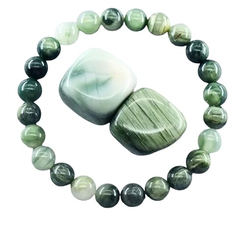 YONGHONGKEJI Kristallarmbänder für Frauen 8 Mm Perlenarmbänder für Männer Reiki Heiledelstein Yoga Stein Chakra Armreifen für Frauen Geburtstags und Weihnachtsschmuck Geschenke Grüner Grasstein von YONGHONGKEJI