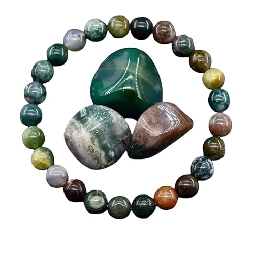 YONGHONGKEJI Kristallarmbänder für Frauen 8 Mm Perlenarmbänder für Männer Reiki Heiledelstein Yoga Stein Chakra Armreifen für Frauen Geburtstags und Weihnachtsschmuck Geschenke Indischer Achat von YONGHONGKEJI