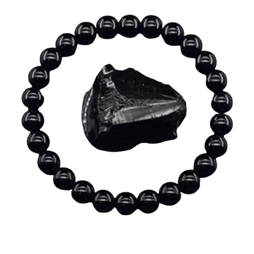 YONGHONGKEJI Kristallarmbänder für Frauen 8 Mm Perlenarmbänder für Männer Reiki Heiledelstein Yoga Stein Chakra Armreifen für Frauen Geburtstags und Weihnachtsschmuck Geschenke Schwarzer Achat von YONGHONGKEJI