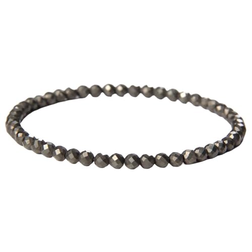 YONGHONGKEJI Natürliches Pyrit Edelstein Armband Für Frauen, Facettierte Perlen, Chakren Armband, Stretch Chakra Yoga Charm Armbänder Für Männer, Paare, von YONGHONGKEJI