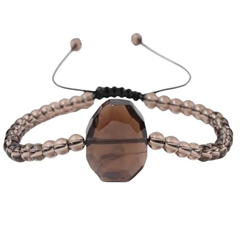YONGHONGKEJI Naturstein Armband Damen Natürliches Rauchquarz Stein Handgewebtes Yoga Chakra Verstellbares Gleichgewicht Glücksperlen Armreifen Für Frauen Männer Paare Schmuck, von YONGHONGKEJI